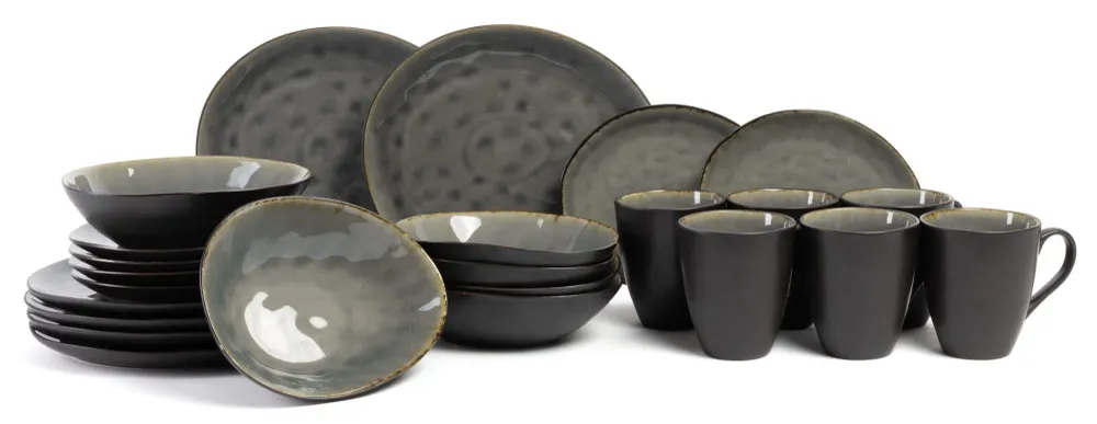 Cosy & Trendy Geschirrset Laguna Blau Grau 24-teilig / 6 Personen