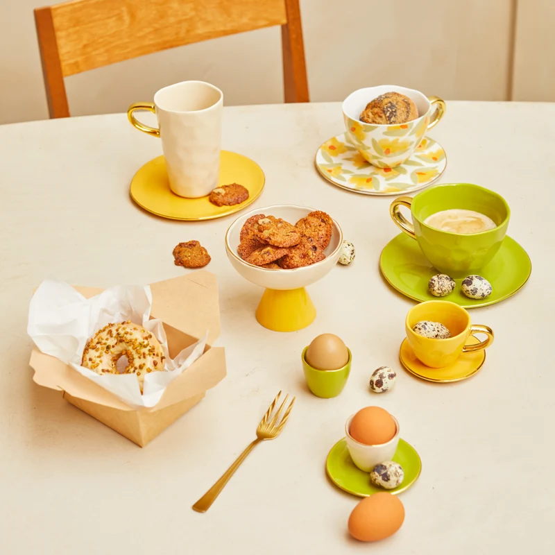 Eierbecher-Set GOOD MORNING grün mit Gold