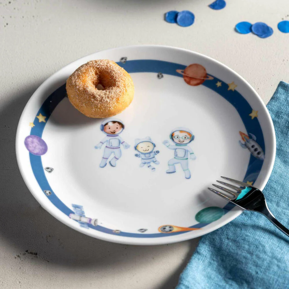 Leonardo Kindergeschirr Bambini Avventura Weltall 3-tlg., Porzellan, Mehrfarbig, 022799