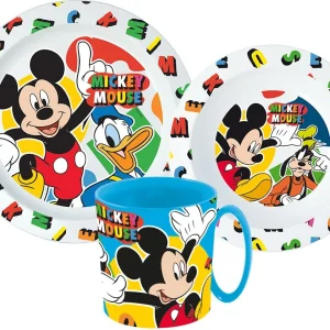 Mickey Maus Geschirrset Besteck Set Frühstücks Kinder Disney Donald Kindergarten