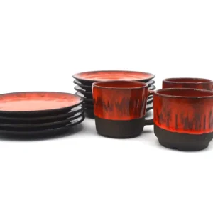 Mid-Century Karlslunde Dänemark Studiokeramik Geschirrset 1970s Fat-Lava Danish Design