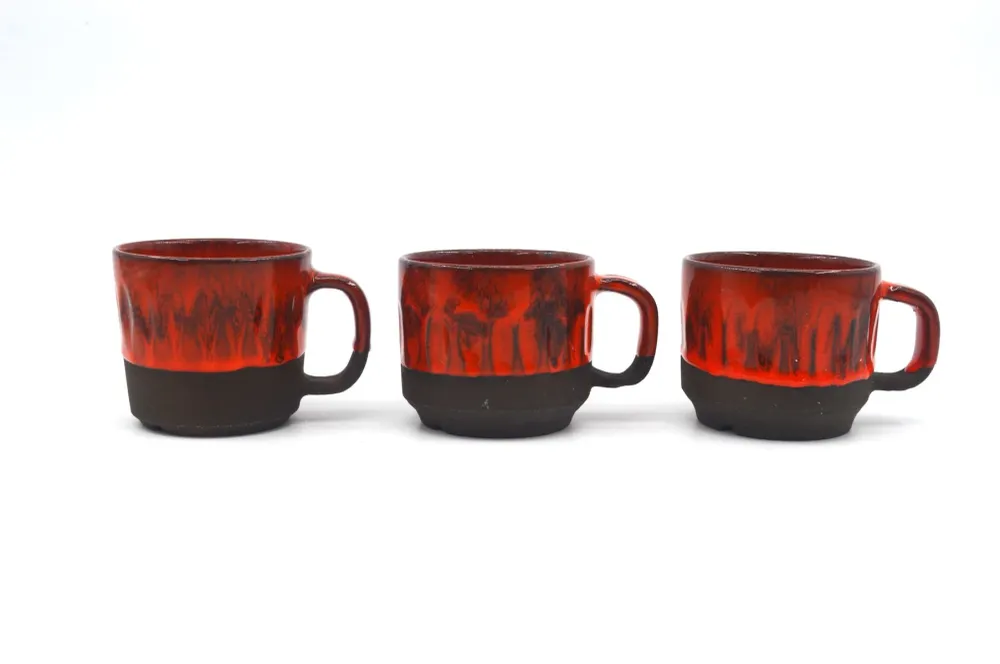 Mid-Century Karlslunde Dänemark Studiokeramik Geschirrset 1970s Fat-Lava Danish Design