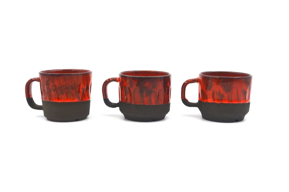 Mid-Century Karlslunde Dänemark Studiokeramik Geschirrset 1970s Fat-Lava Danish Design
