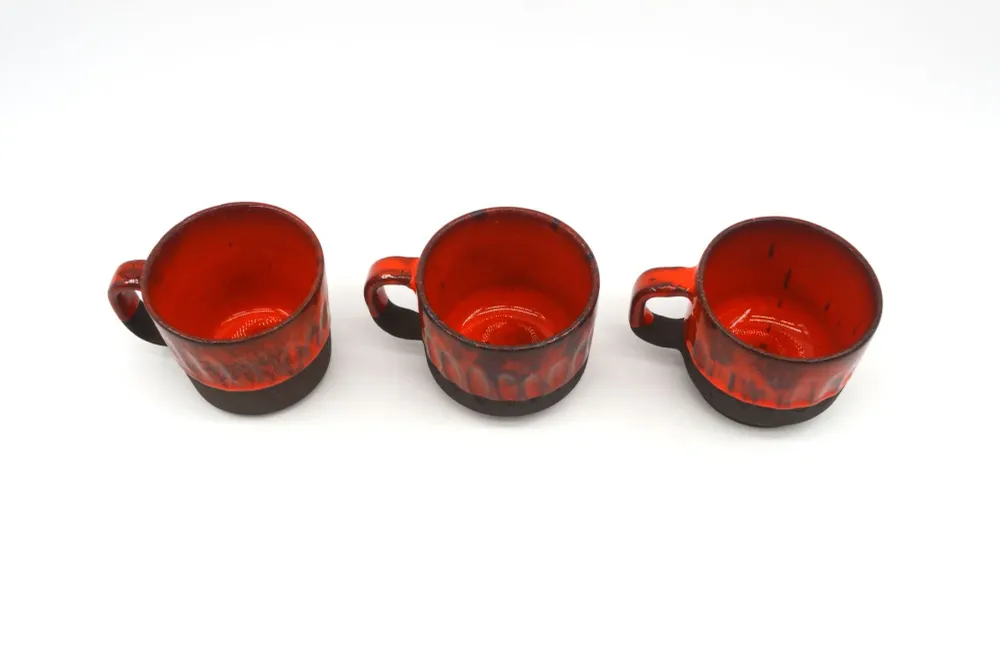 Mid-Century Karlslunde Dänemark Studiokeramik Geschirrset 1970s Fat-Lava Danish Design