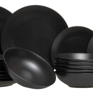 Studio Tavola Geschirrset Black Tie - 18-teilig / 6 Personen - 6 Frühstücks-/Dessertteller, 6 tiefe Teller und 6 Essteller
