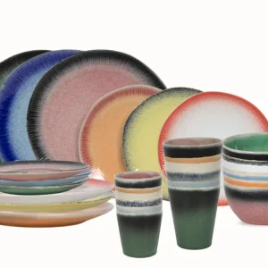 Studio Tavola Geschirrset Fire 30-teilig / 6 Personen - 6 Dinner-Teller, 6 Frühstücksteller, 6 Schalen, 6 Kaffeetassen und...