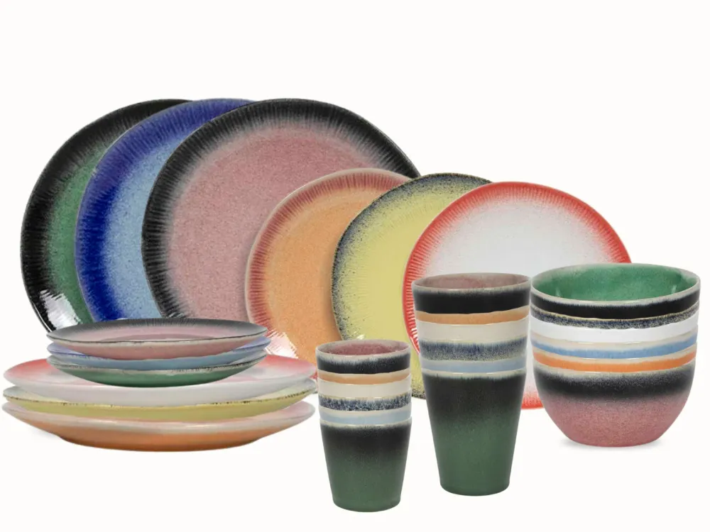 Studio Tavola Geschirrset Fire 30-teilig / 6 Personen - 6 Dinner-Teller, 6 Frühstücksteller, 6 Schalen, 6 Kaffeetassen und...