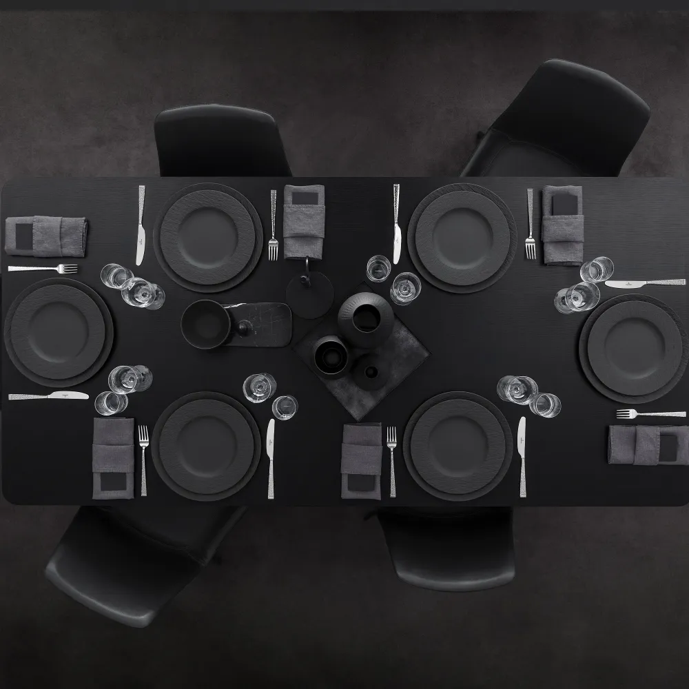 Villeroy & Boch Geschirrset Manufacture Rock - Schwarz - 12-teilig