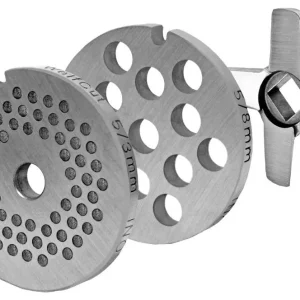 WOLFCUT - Fleischwolfscheibensatz 3 mm + 8 mm Bohrung und ein Kreuzmesser kompatibel mit allen gängigen Fleischwolf Marken...
