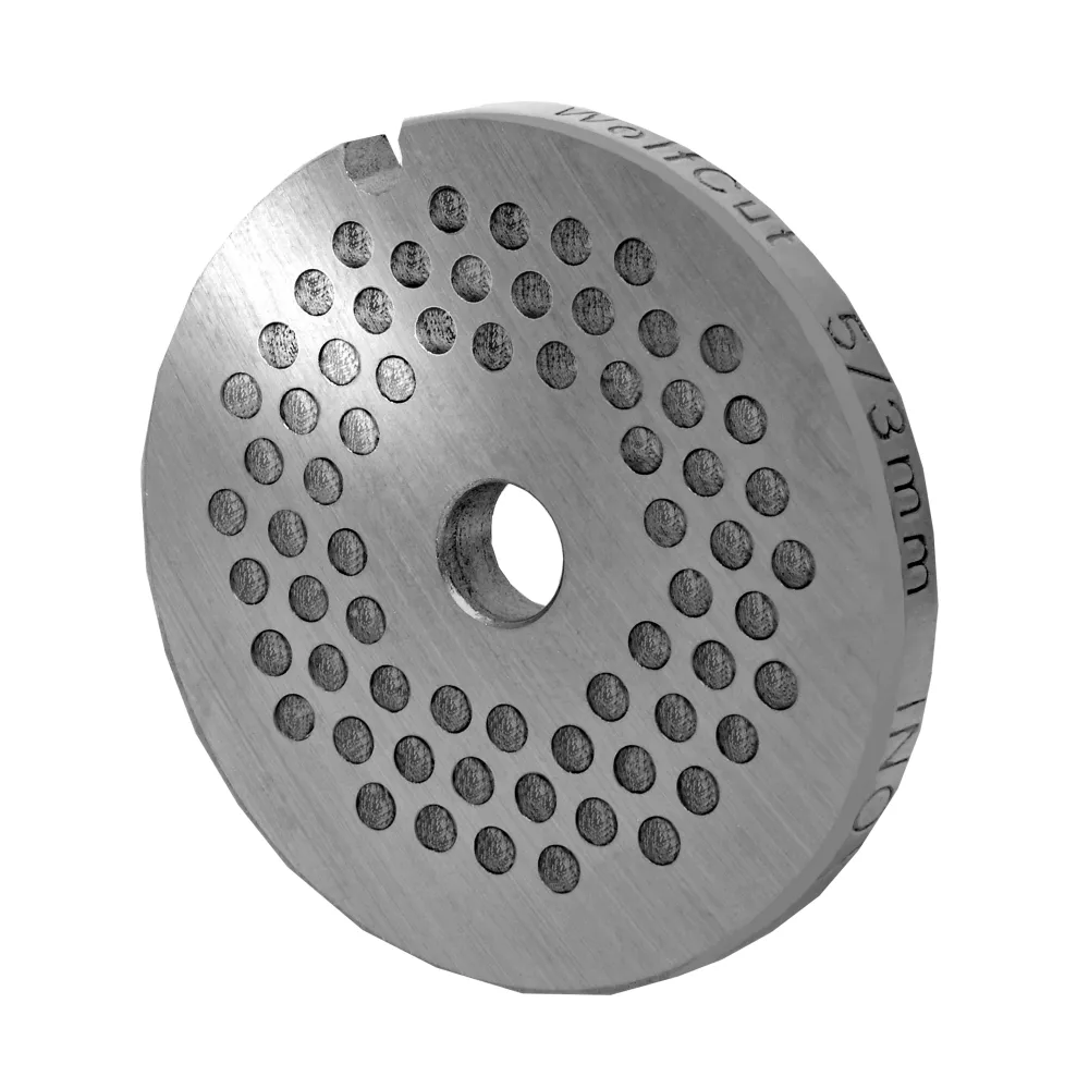WOLFCUT - Fleischwolfscheibensatz 3 mm + 8 mm Bohrung und ein Kreuzmesser kompatibel mit allen gängigen Fleischwolf Marken...
