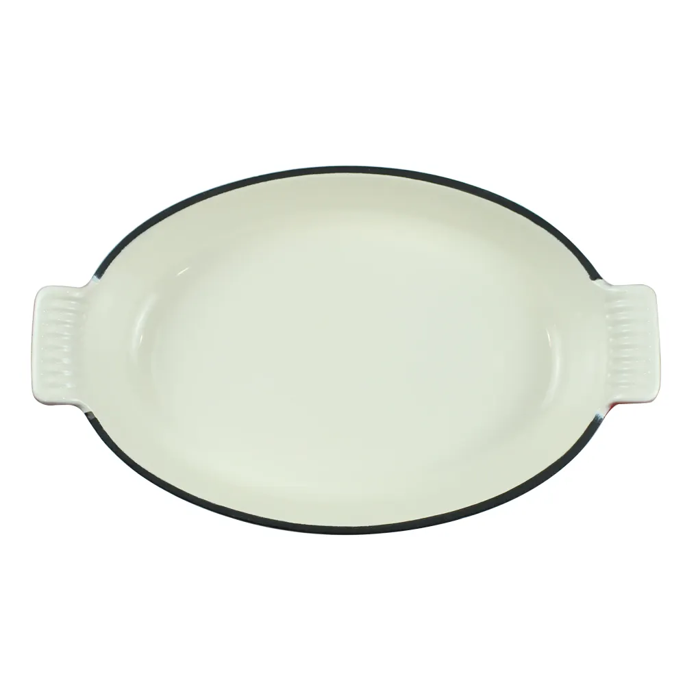 1,58 Qt (1,5 L) Emaille-Gusseisen Oval Backform, Lasagneform, Bratform - Rot + 2 Topflappen