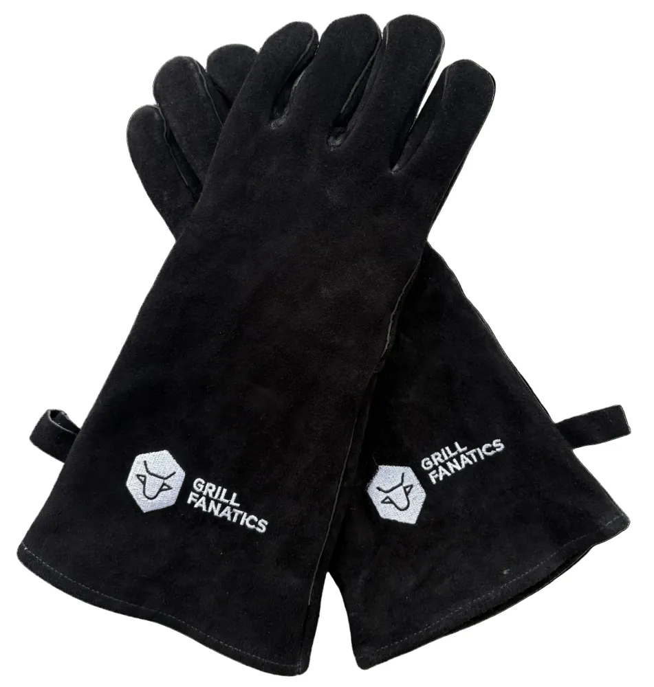 Cookinglife Grillhandschuhe / Ofenhandschuhe aus schwarzem Leder, 500 °C - 2 Stück