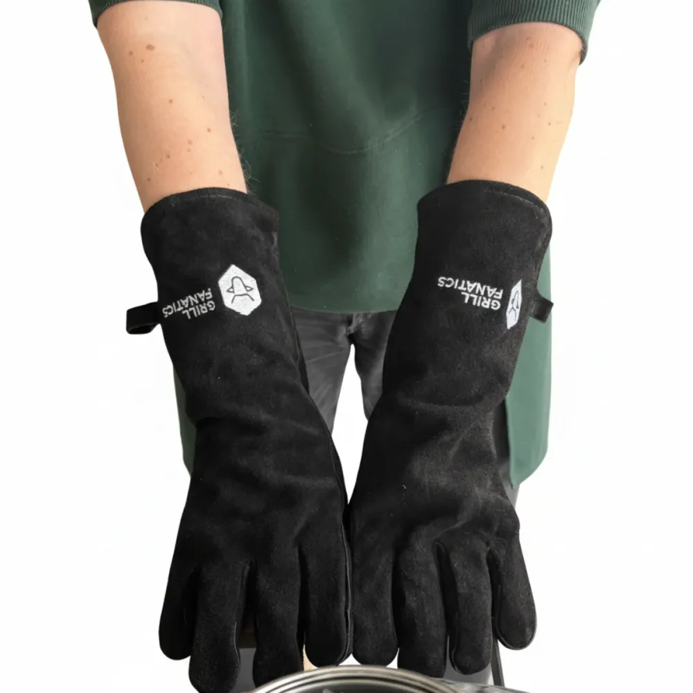 Cookinglife Grillhandschuhe / Ofenhandschuhe aus schwarzem Leder, 500 °C - 2 Stück
