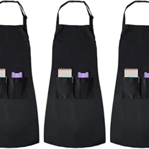 Joejis Schwarze Schürze 3er-Pack Küchenschürze Unisex-Kochschürze zum Tragen