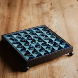 **AKTION** Quadratischer Untersetzer mit Glasmosaik Blue Quilt