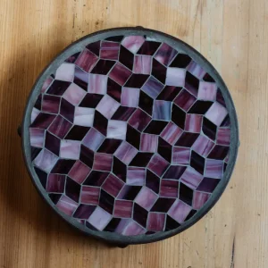 **AKTION** Runder Untersetzer mit Glasmosaik amethyst Rauten