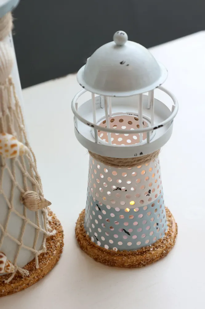 Chic Antique – LED-Leuchtturm mit Timer, H15/Ø6,5 cm, Ocean