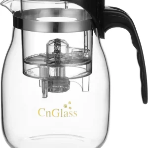 CNGLASS Glas Teekanne mit herausnehmbarem Sieb 750ml klarer