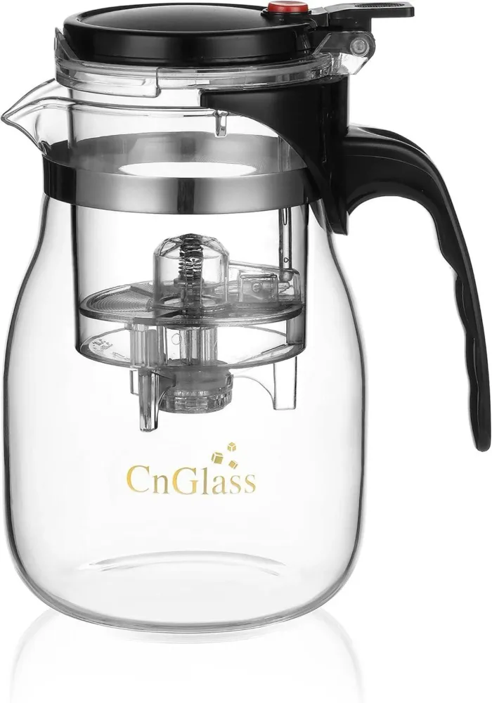 CNGLASS Glas Teekanne mit herausnehmbarem Sieb 750ml klarer