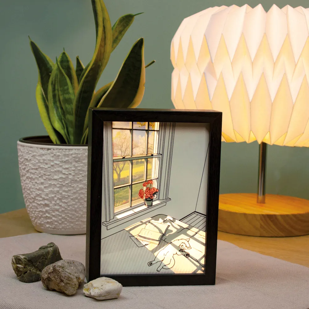 Hellum LED Bild Katze, 3 Lichtmodi, dimmbar, Timer, batteriebetrieben 152777