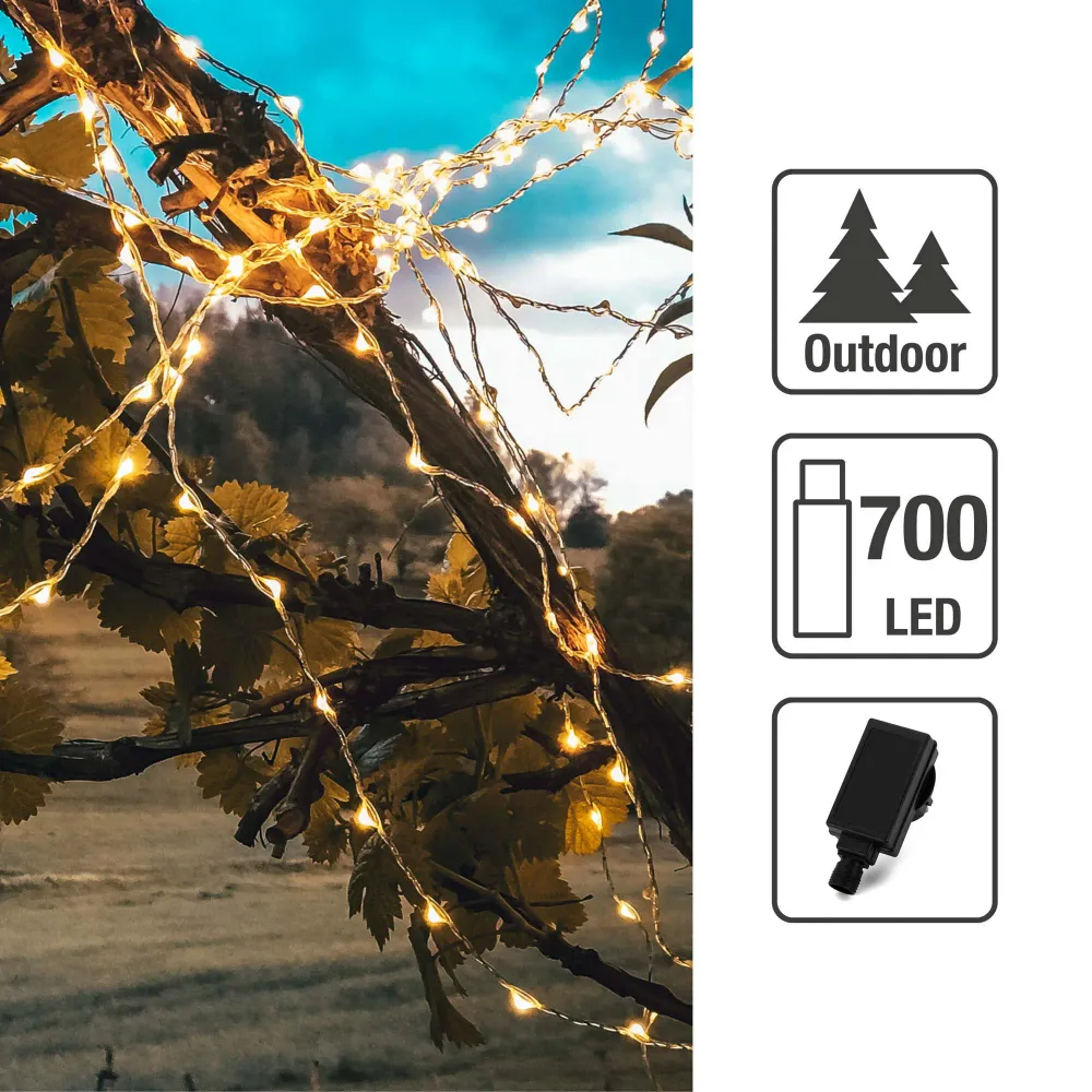 Hellum LED Fontäne Tauperlen, 700 LEDs, 20 Stränge, Timer, für Außen 577839
