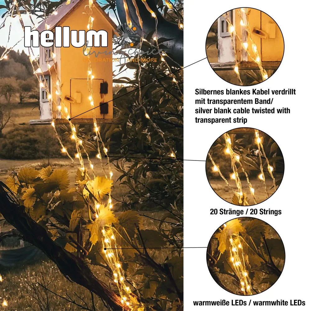 Hellum LED Fontäne Tauperlen, 700 LEDs, 20 Stränge, Timer, für Außen 577839