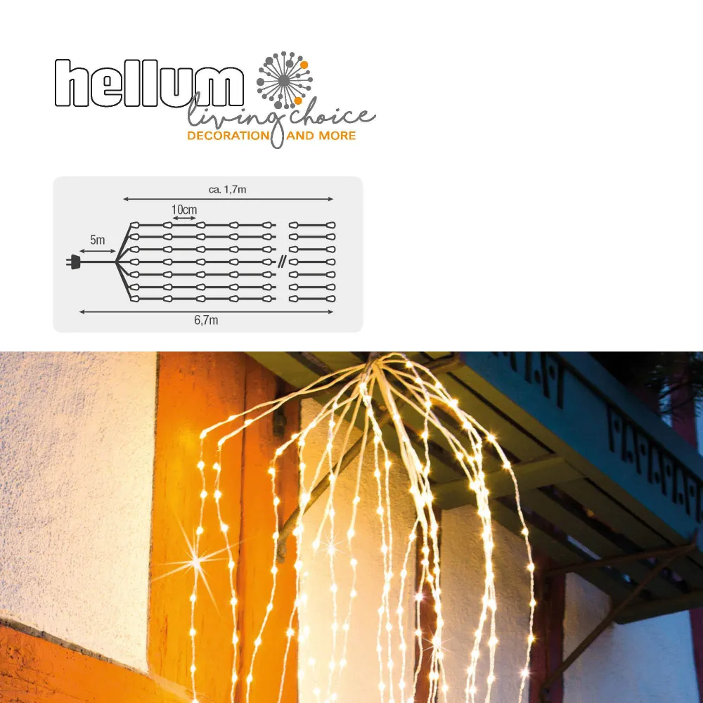 Hellum LED Fontäne Tauperlen, 700 LEDs, 20 Stränge, Timer, für Außen 577839