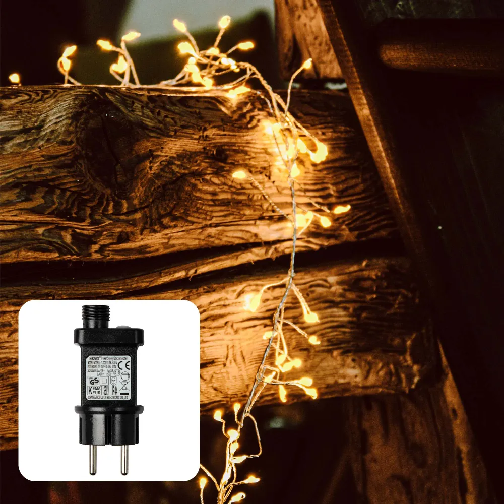 Hellum LED Tauperlenlichterkette, 420 LEDs, bernstein, Timer, für Außen 576535