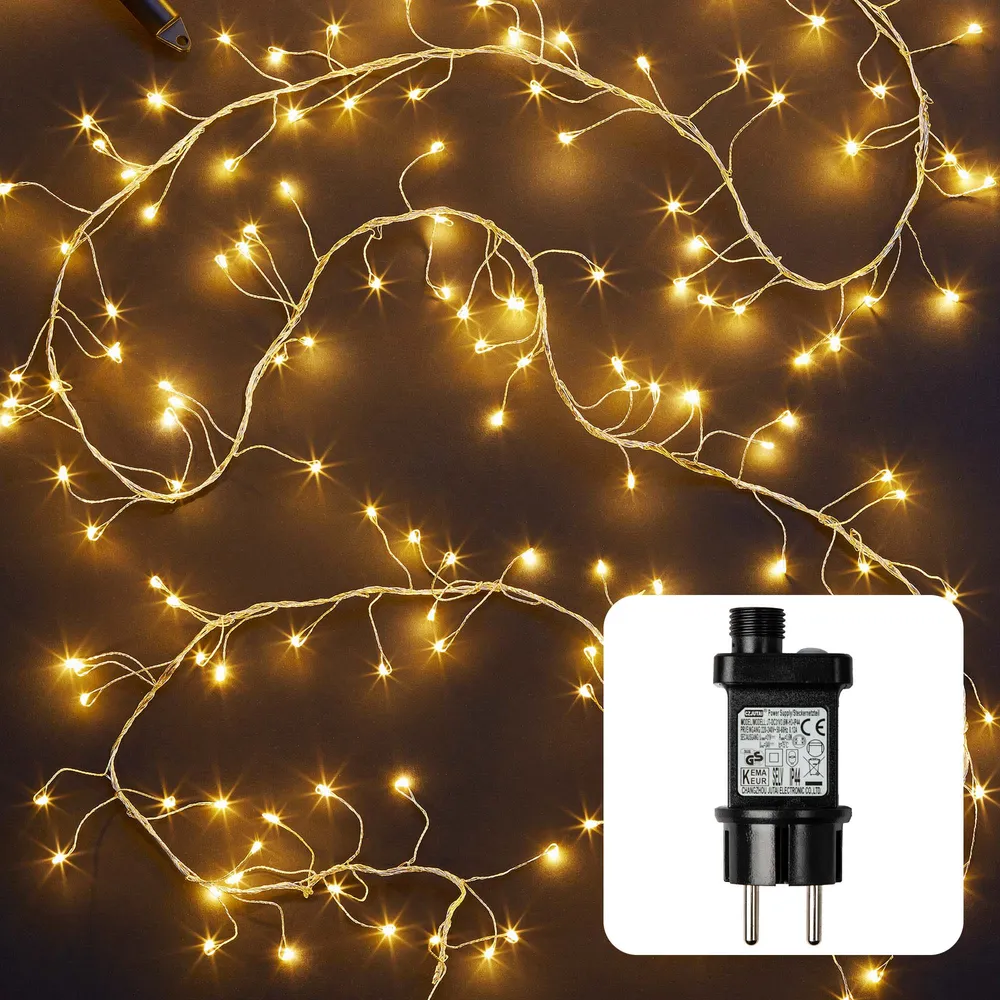 Hellum LED Tauperlenlichterkette, 420 LEDs, bernstein, Timer, für Außen 576535