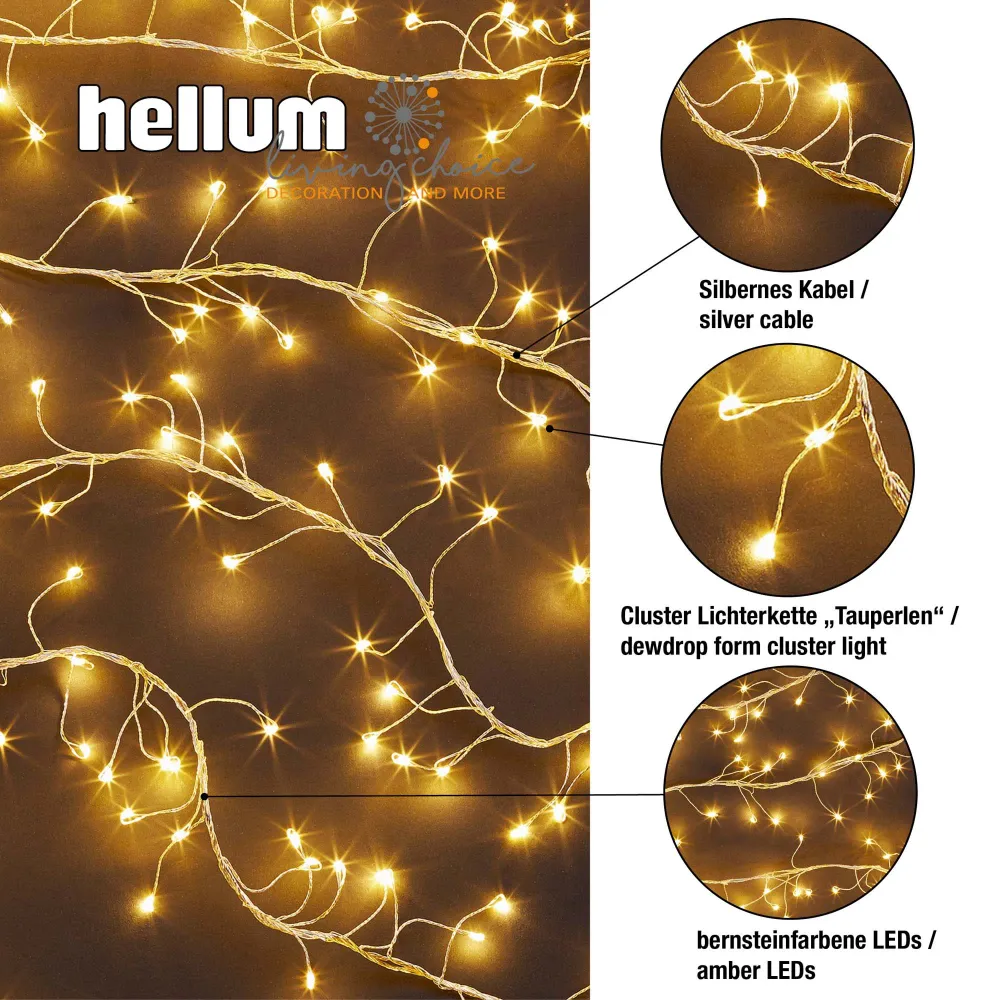 Hellum LED Tauperlenlichterkette, 420 LEDs, bernstein, Timer, für Außen 576535