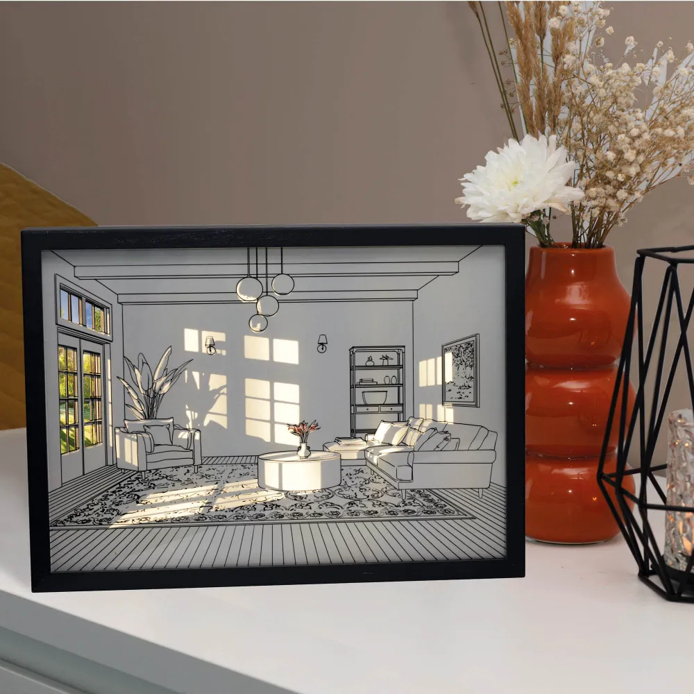 Hellum LED Wandbild "Wohnzimmer Atmosphäre", mit Timer & Dimmfunktion 525359