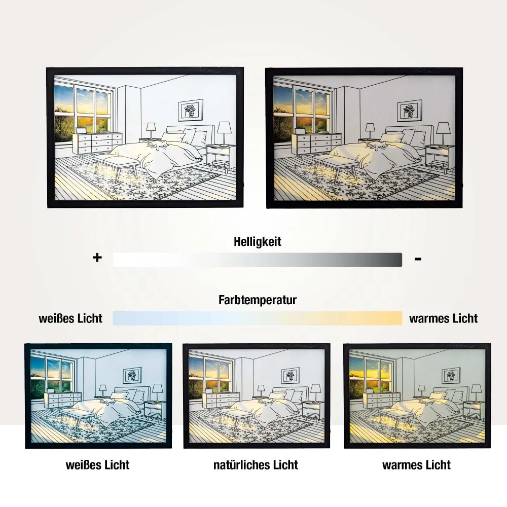 Hellum LED Wandbild "Wohnzimmer Atmosphäre", mit Timer & Dimmfunktion 525359