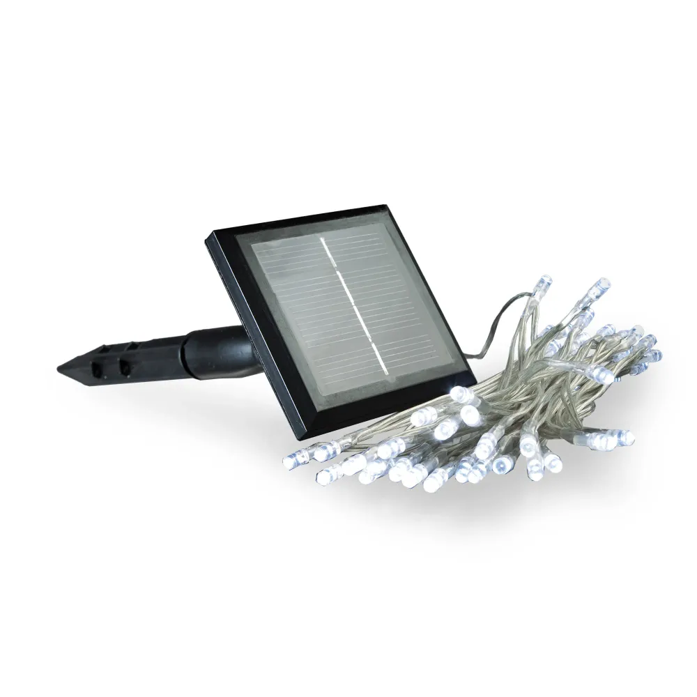 Hellum Solarlichterkette, 50 LEDs, kaltweiß, Blinkeffekt, Timer, für außen 151206