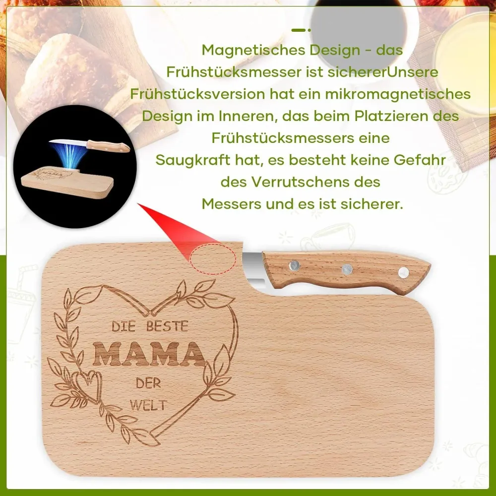 Hzdyopk Mutter Frühstücksbrettchen Set 2cm Holz Untersetzer