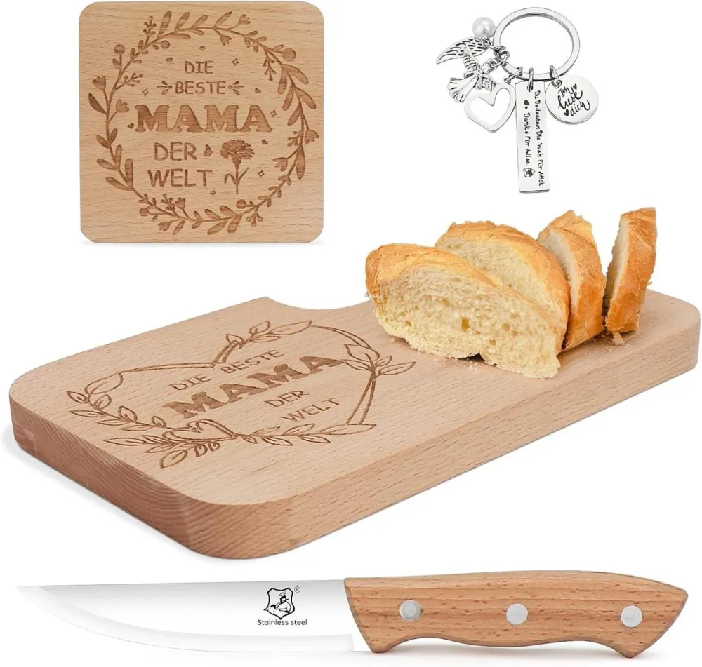 Hzdyopk Mutter Frühstücksbrettchen Set 2cm Holz Untersetzer