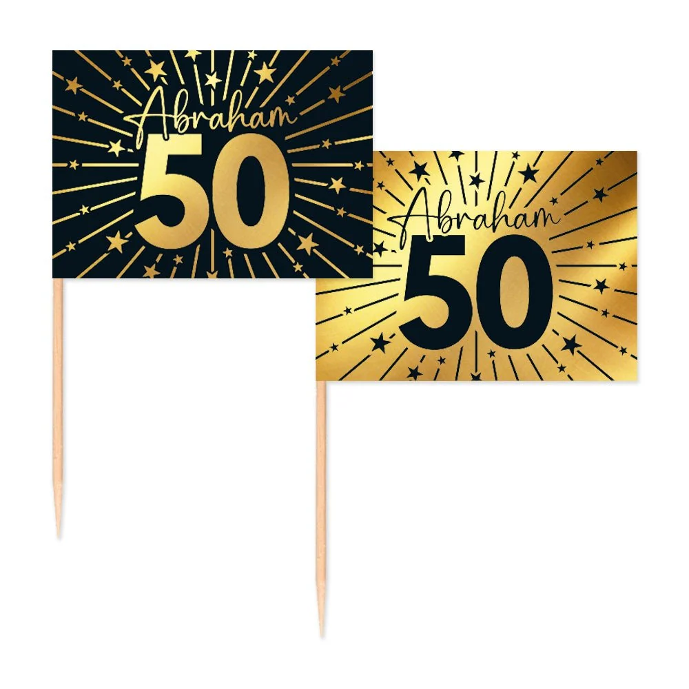 50 Jahre Cocktail Picks Gold Schwarz Abraham 50pcs