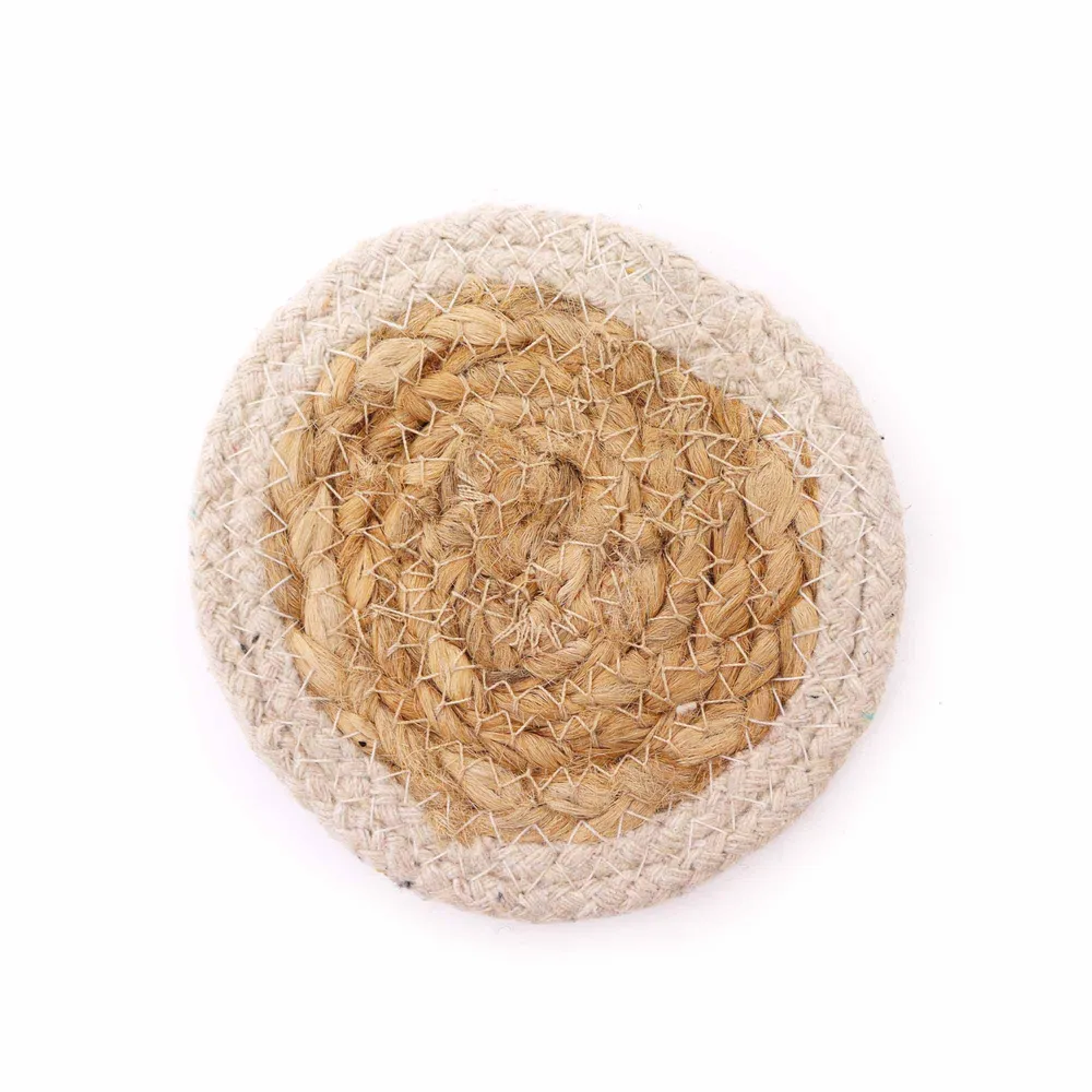 Jute-Baumwoll-Untersetzer 10 cm Set 6 Gemischte Farben