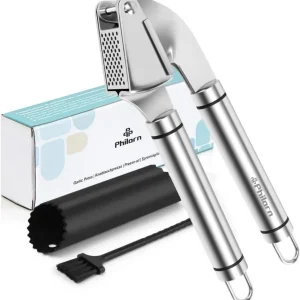 Knoblauchpresse Edelstahl Profi Küchenhelfer Geschenkset