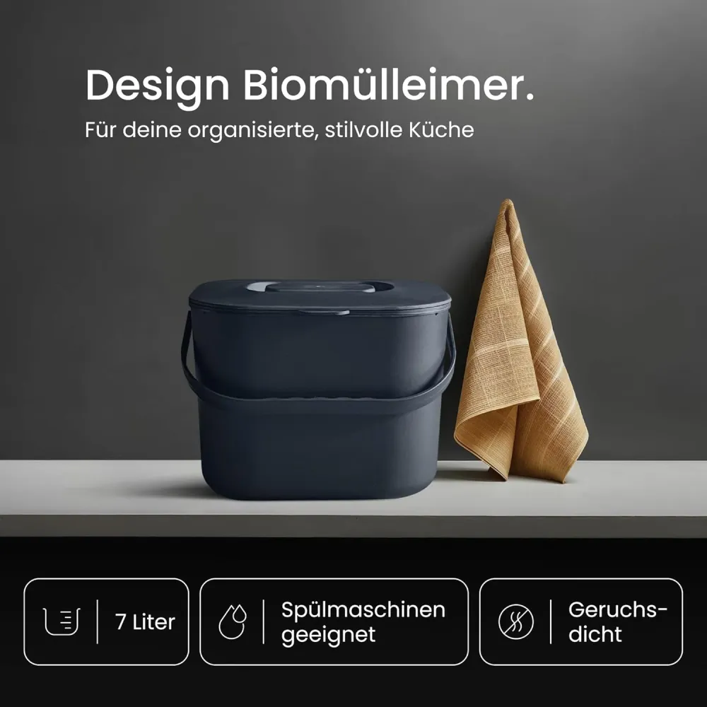 Komposteimer mit Sieb, Anthrazit Grau