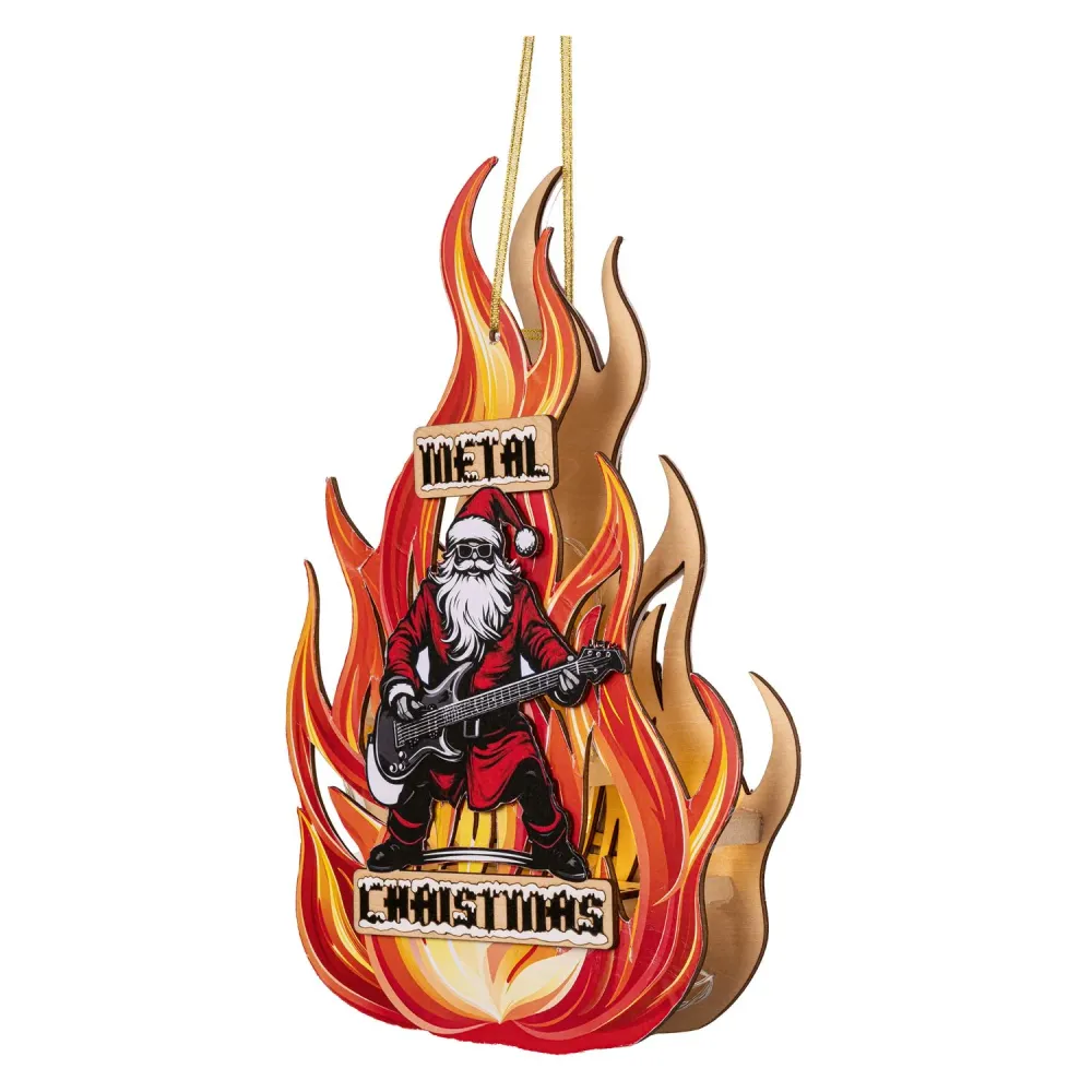 LED Fensterbild "Metal Christmas" mit Batterie und Timer, farbig, 30 cm