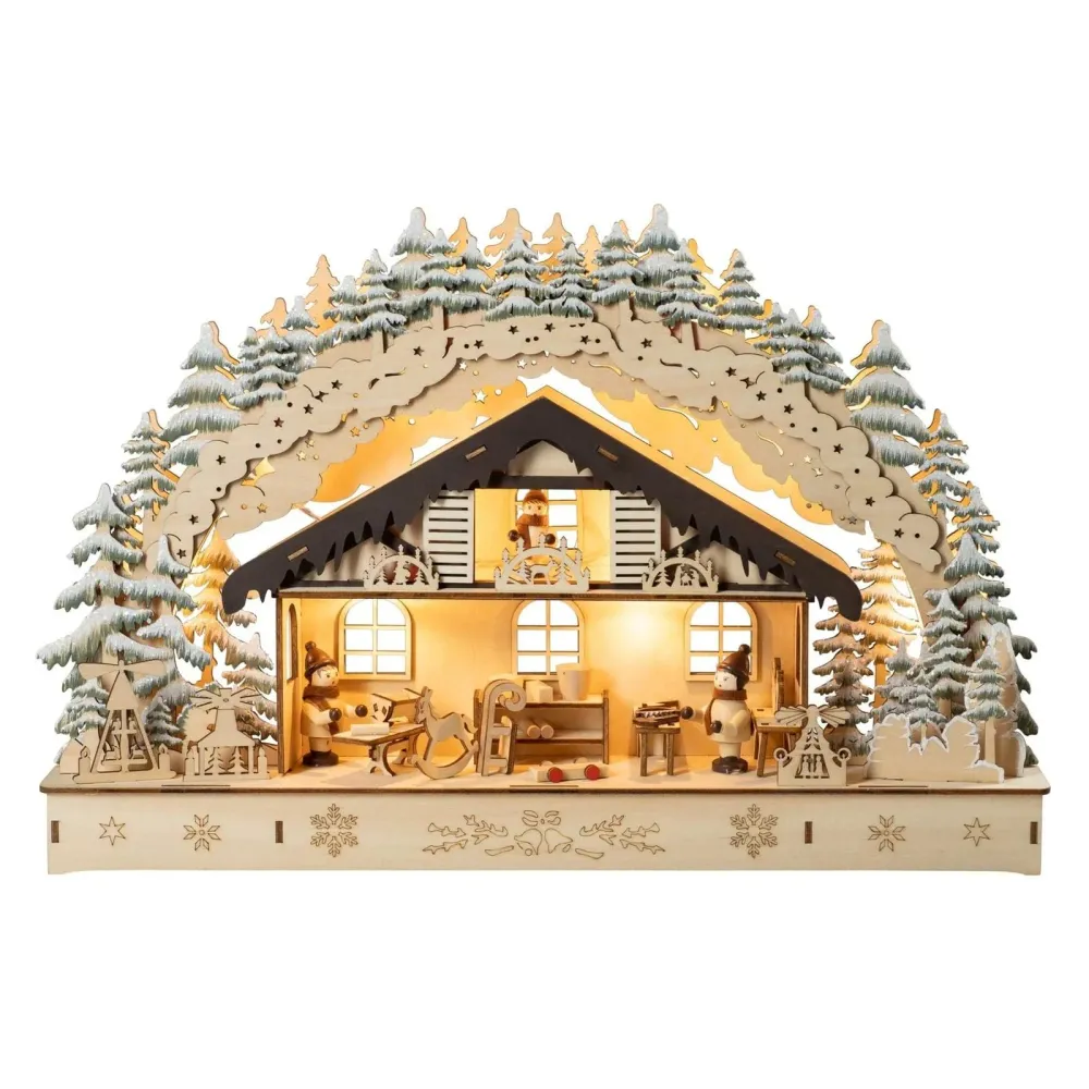 LED Lichterbogen "Schwibbogenwerkstatt" mit Timer, natur, 45 cm