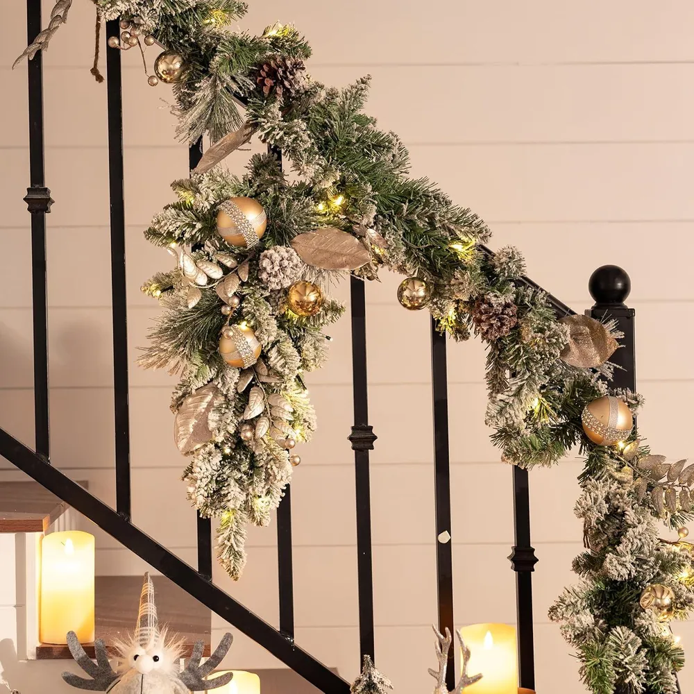 LED Weihnachtsgirlande 183cm mit Timer-Funktion und