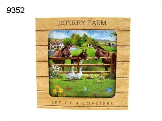Lesser & Pavey Donkey Farm Untersetzer - Set mit 4 Stücken