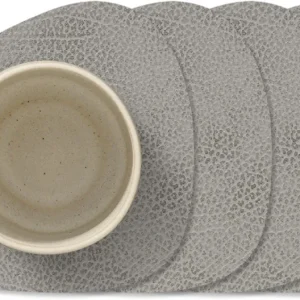 LIND DNA Untersetzer Hippo - Leder - Anthrazitgrau - 13 x 11 cm - 4 Stück