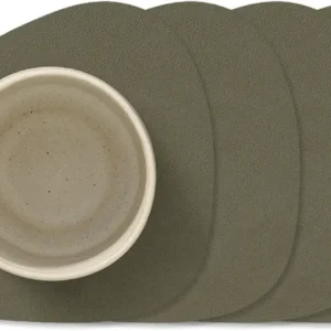 LIND DNA Untersetzer Nupo - Leder - Army Green - 13 x 11 cm - 4 Stück