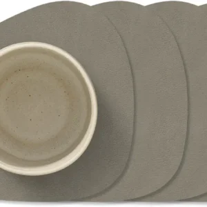 LIND DNA Untersetzer Nupo - Leder - Flintgrau - 13 x 11 cm - 4 Stück