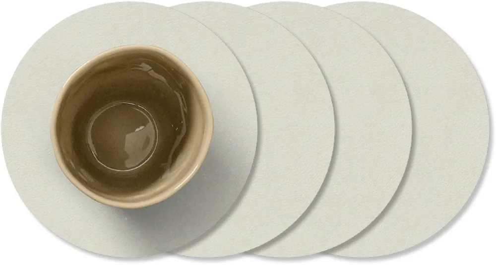LIND DNA Untersetzer Nupo - Leder - Leinen - ø 10 cm - 4 Stück