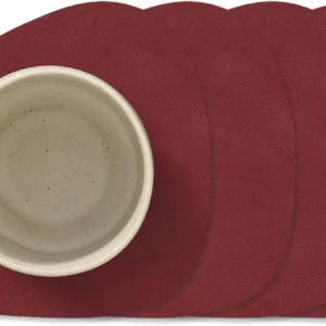 LIND DNA Untersetzer Nupo - Leder - Rot - 13 x 11 cm - 4 Stück