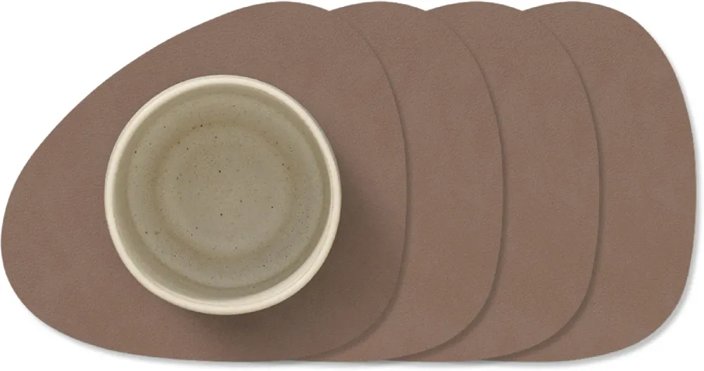 LIND DNA Untersetzer Nupo - Leder - Trüffel - 13 x 11 cm - 4 Stück