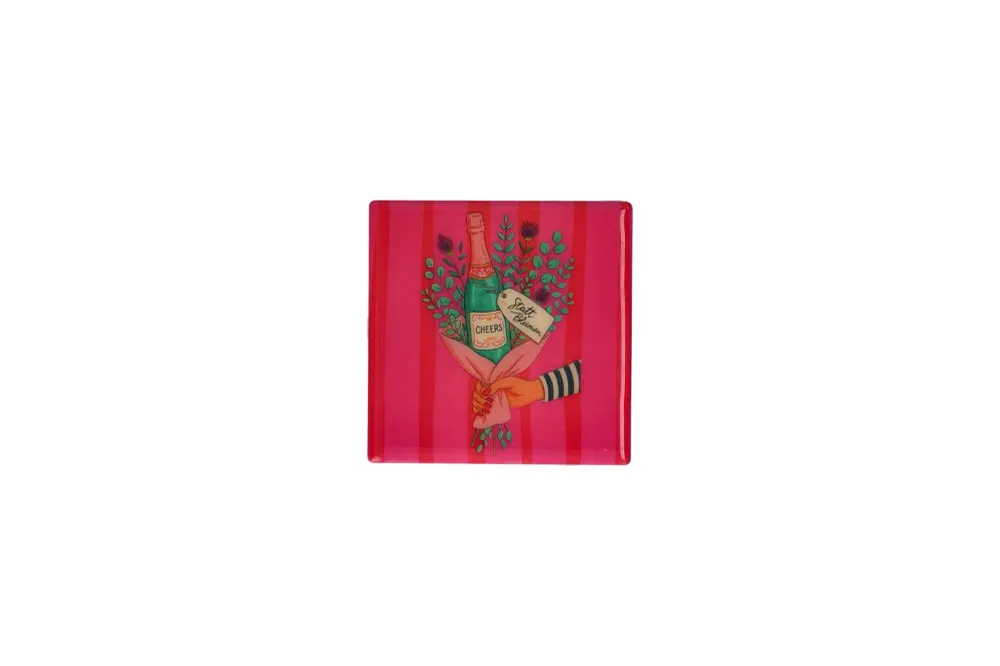 Love Tiles Fliese/ Untersetzer "STATT BLUMEN" -hot pink